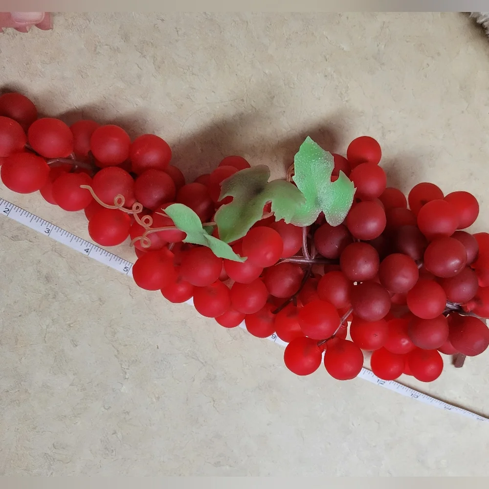 RARE Vintage red rubber grapes 14 in long rare find excellent condition